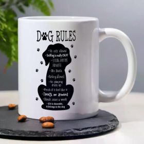 11oz Ceramic Mug with Dog Pattern - DOG RULES, Funny Humorous Sarcastic Tea Cup Decorative Coffee Mug Ideal