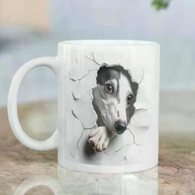 11oz Whippet Dog Lover Ceramic Mug with 3D Cracked Wall Design - Microwave & Dishwasher Safe, Perfect Gift for Dog