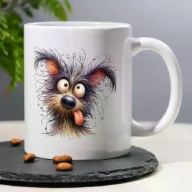 1pc, 3A Grade, Funny Humorous Coffee Mug with Funny face Cute Dog Pattern for Dog Dad, 11oz Ceramic Mug Tea Cup