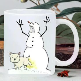 1pc Ceramic Coffee Mug, Winter Snowman & Dog Design, Insulated Reusable Cup, Hand Wash Only, with 11oz for All