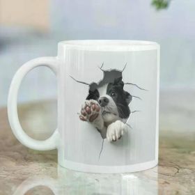 11oz Mug - 1pc | 2D flat printing, Hole in White Wall with Chinese Crested Dog | High-Quality Ceramic | Ideal for Dog