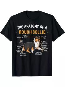 Rough Collie Anatomy Humor T-Shirt for Dog Lovers - 100% Cotton Tee, (Color: Black, size: M)