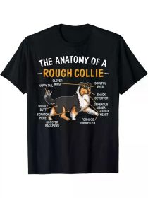 Rough Collie Anatomy Humor T-Shirt for Dog Lovers - 100% Cotton Tee, (Color: Black, size: XXL)