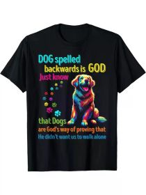 Dog Upside Down Spelling Is God T-Shirt Black Casual Short Sleeve Men's Sports T-Shirt (Color: Black, size: XXXL)